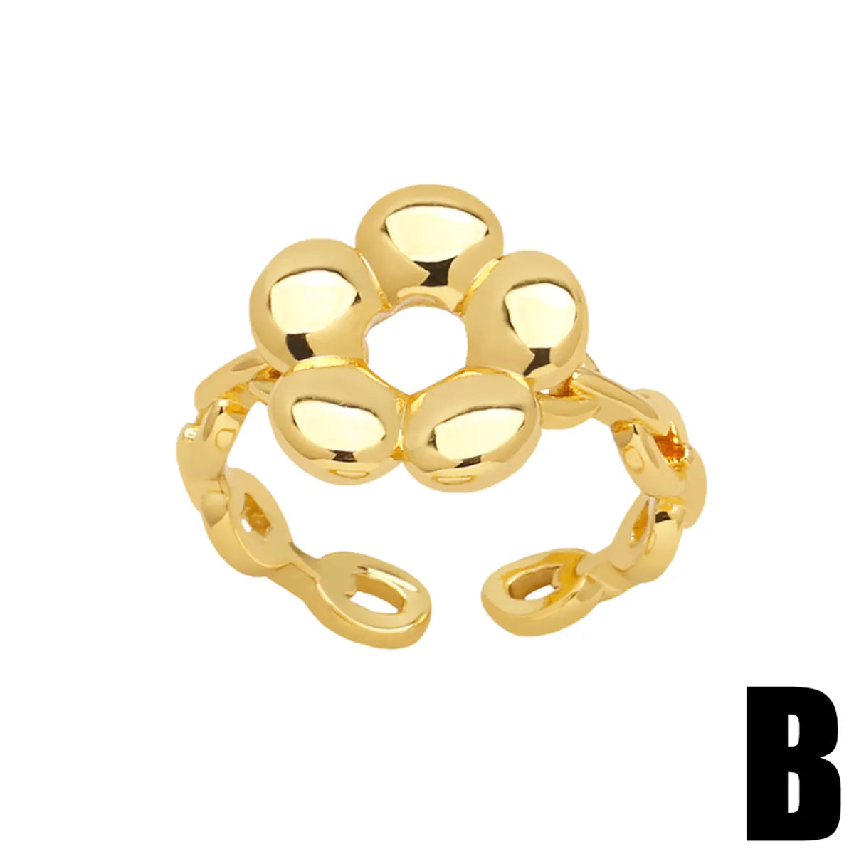 Women’s eternity rings-Simple Style Flower Copper Plating 18k Gold Plated Open Rings