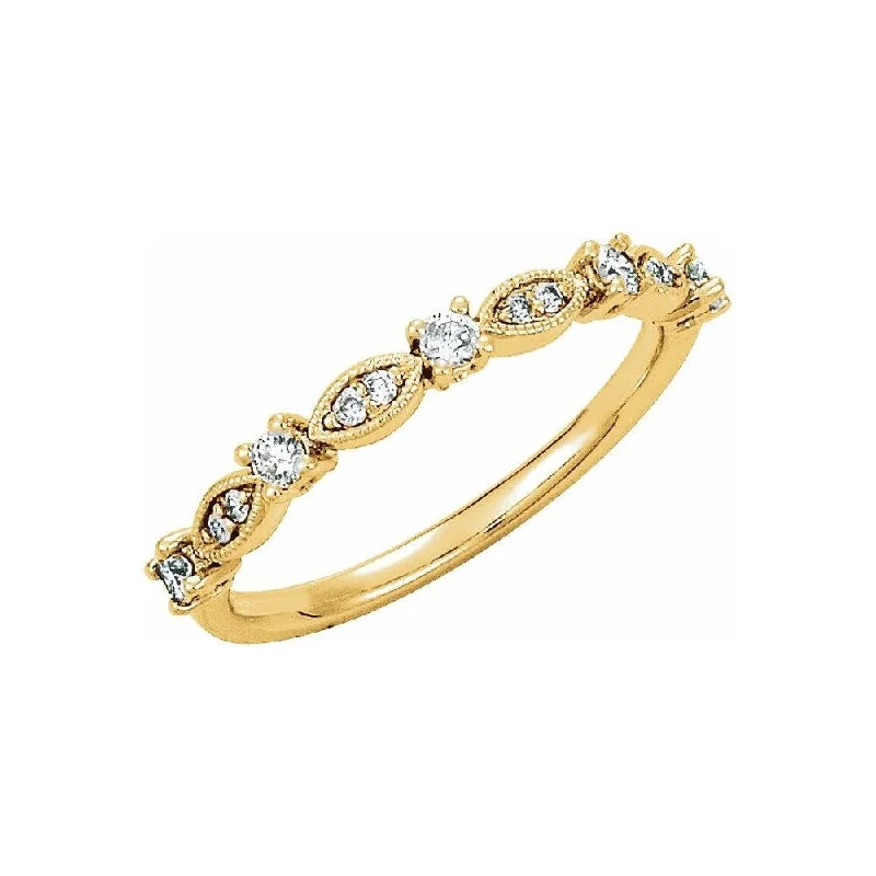 Women’s infinity rings-14K Yellow Gold 1/5 CTW Diamond Granulated Stackable Ring for Women