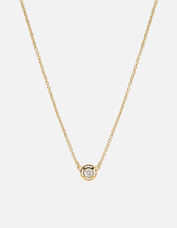 Women’s luxury necklaces-Mini Luna Necklace, 14K Gold/Diamond