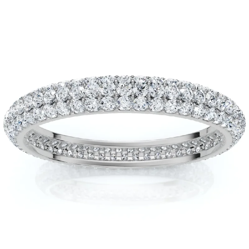 Women’s platinum engagement rings-1.10ct Pave Diamond Eternity Wedding Ring White Gold Lab Grown