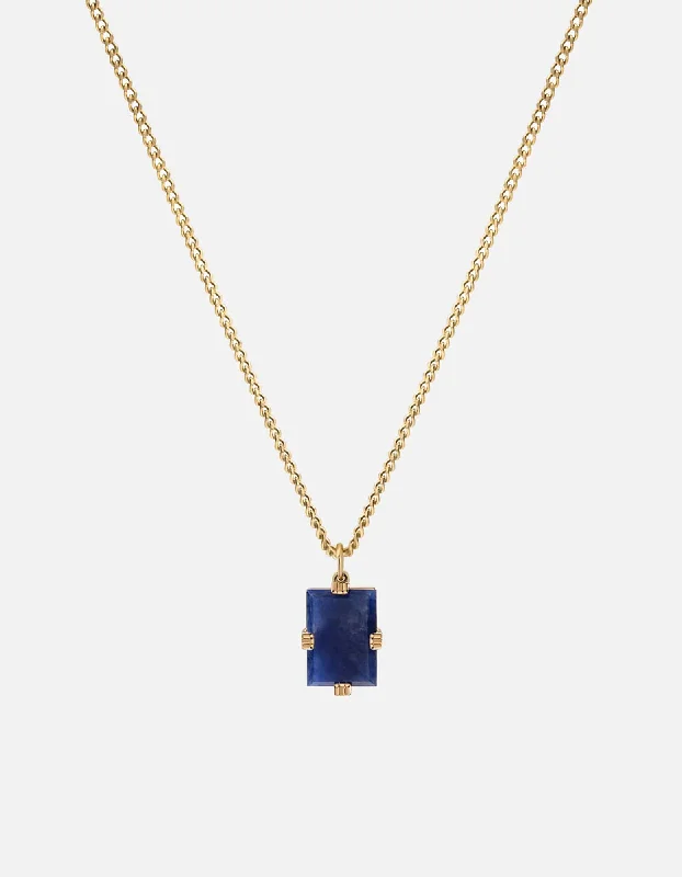 Women’s chunky necklaces-Lennox Sodalite Necklace, Gold Vermeil