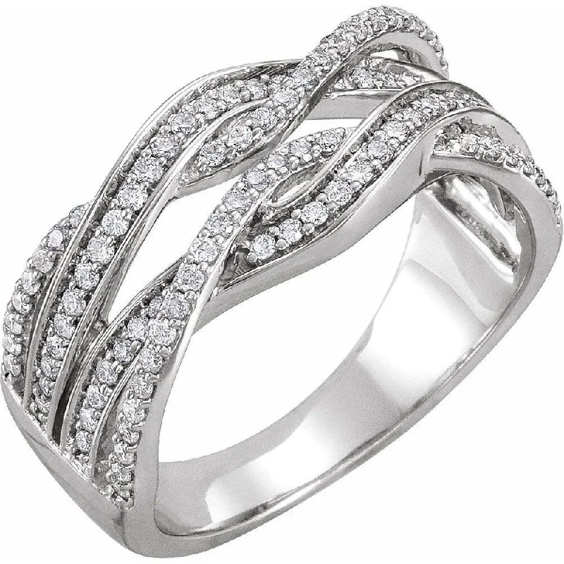 Women’s adjustable rings-14K White Gold 1/2 CTW Diamond Criss-Cross Ring for Women