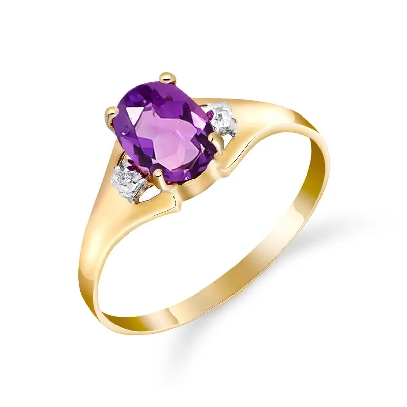 Women’s unique wedding rings-14k Solid Gold 0.76 ct Natural Diamond & Purple Amethyst Gemstone Ring