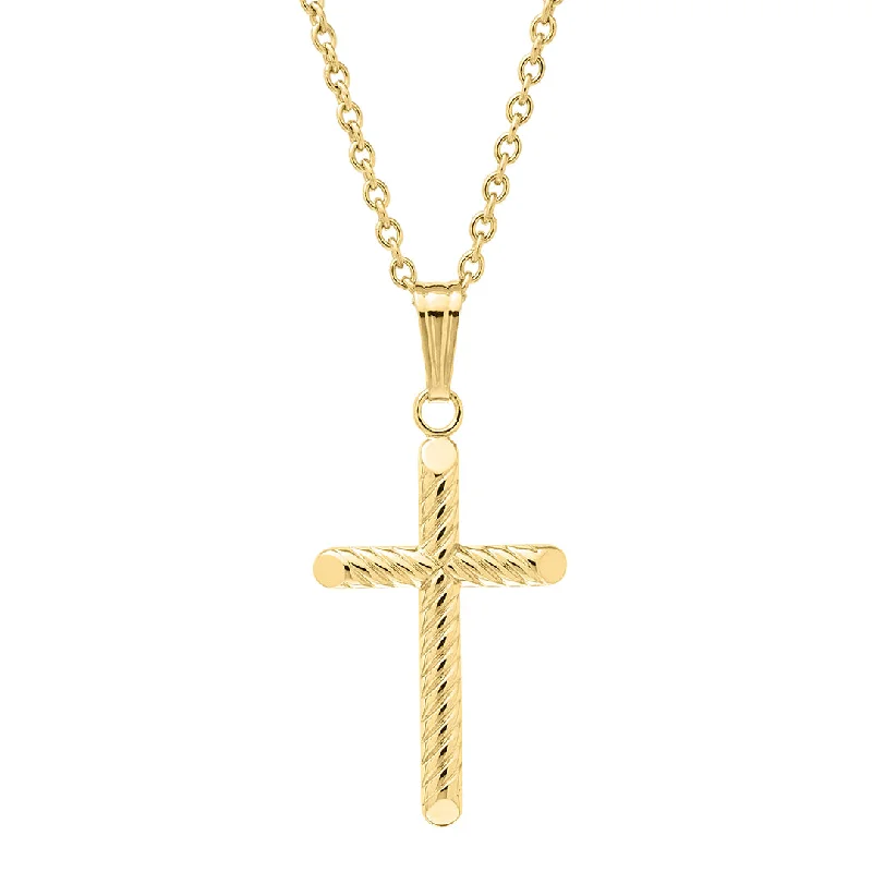 Women’s infinity necklaces-Child 14K Gold Filled Rope Cross Pendant Necklace