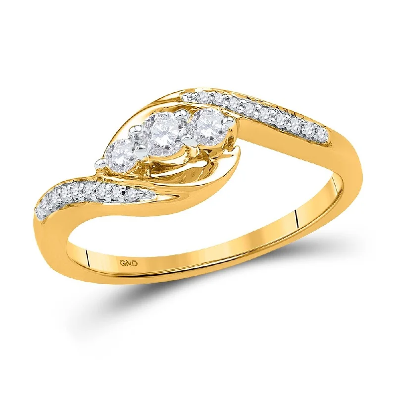 Women’s stackable rings-10k Yellow Gold Womens Round Diamond 3-stone Promise Ring (1/3 Cttw, G-H Color, I1-I2 Clarity)