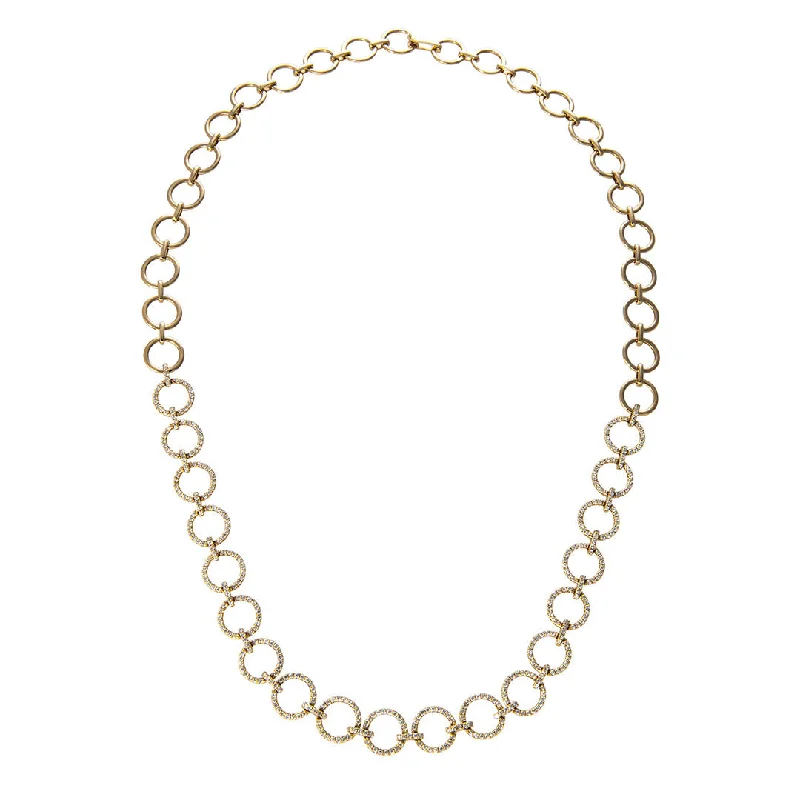 Women’s antique necklaces-Diamond Pavé Circle Link 14K Yellow Gold Necklace