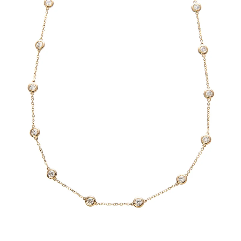 Women’s heart-shaped necklaces-2.25ctw Diamond by the Yard 14 Station 14K Yellow Gold Necklace