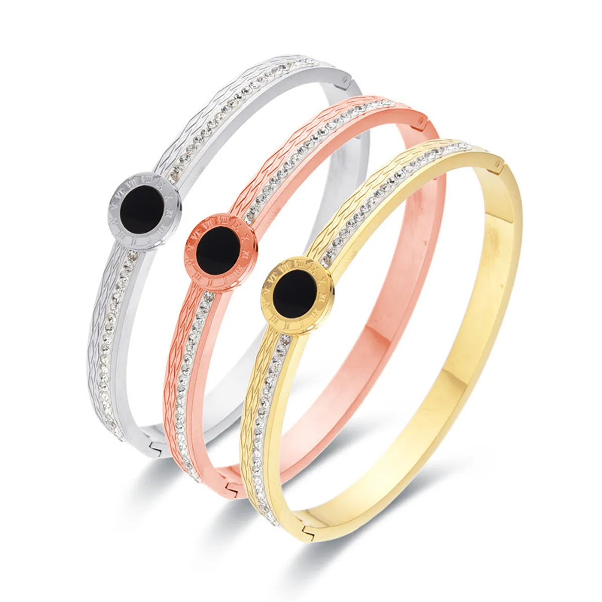 Women’s wedding bracelets-Vintage Style Color Block Titanium Steel Plating Bangle