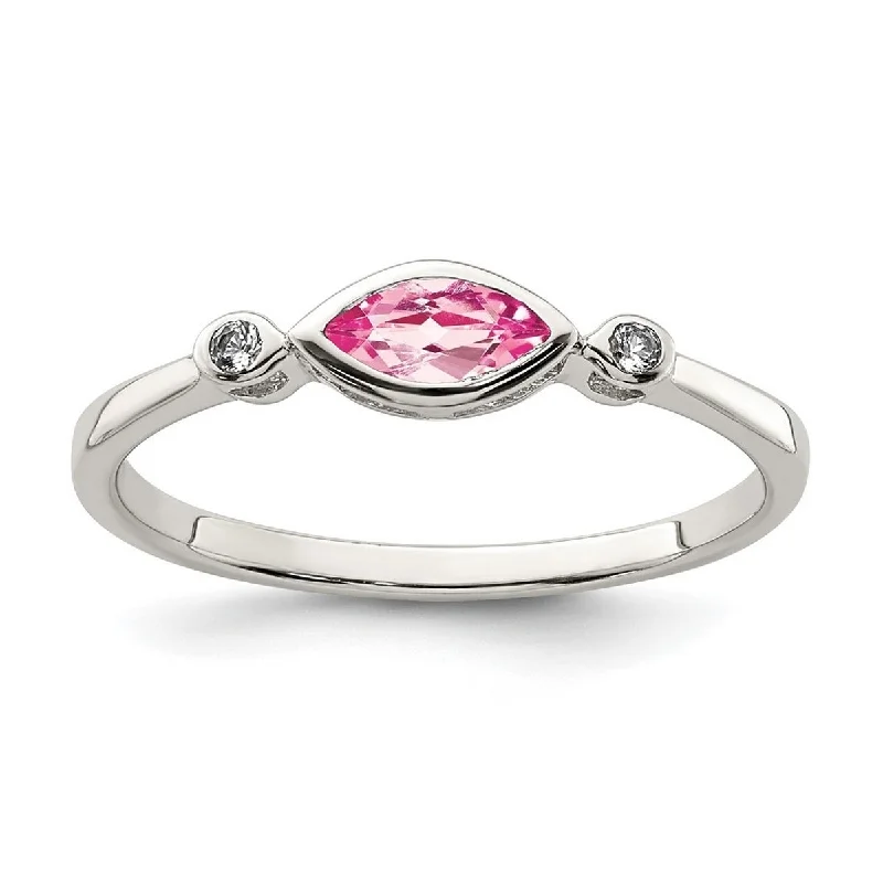 Women’s adjustable gemstone rings-Curata 925 Sterling Silver Polished Pink Tourmaline and White Topaz Ring