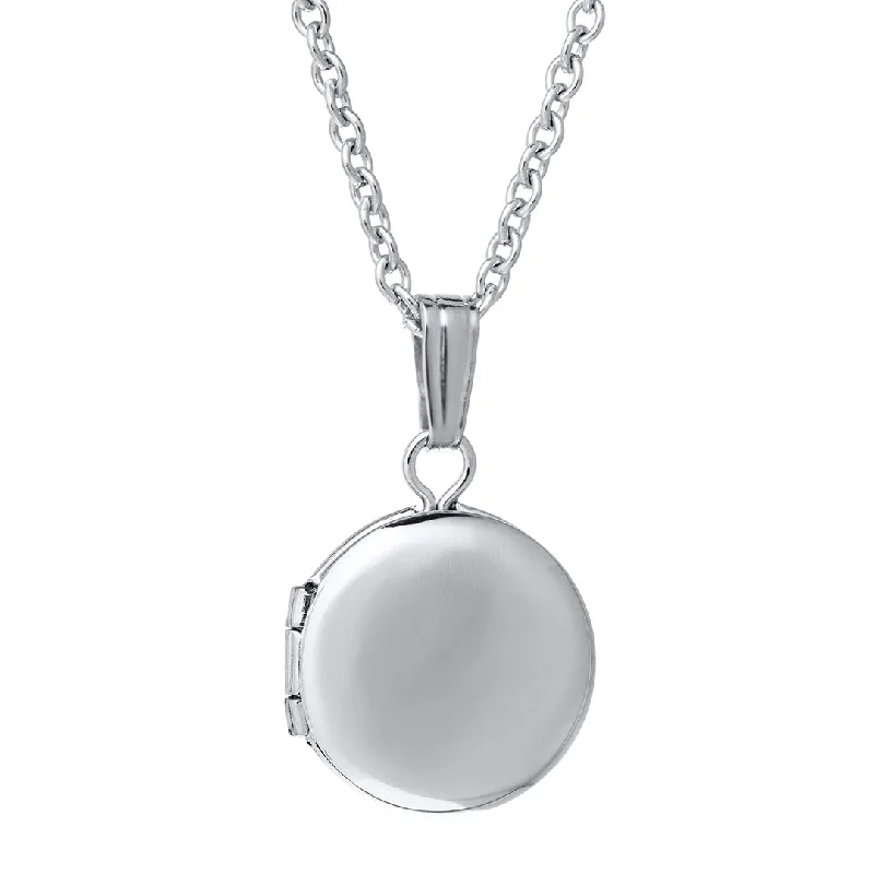 Women’s cubic zirconia necklaces-Baby Sterling Silver Round Locket Necklace