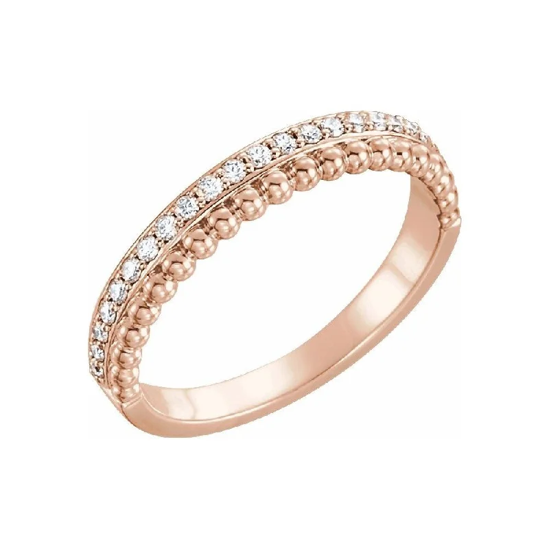 Women’s women’s wedding rings-14K Rose Gold 1/5 CTW Diamond Beaded Ring for Women