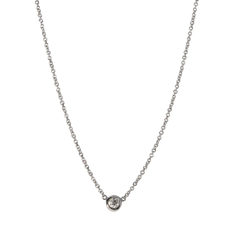 Women’s diamond chain necklaces-.15ctw Diamond Solitaire Bezel 14K White Gold Necklace