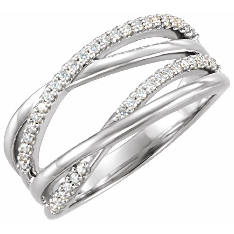 Women’s three-stone rings-14k White Gold 1/5 CTW Diamond Criss-Cross Ring for Women