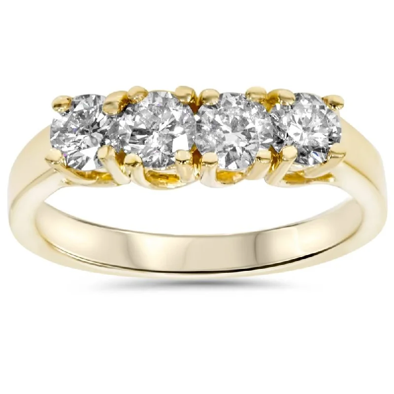 Women’s engagement rings with a twist-1ct Diamond Yellow Gold Curve Wedding Ring Enhancer