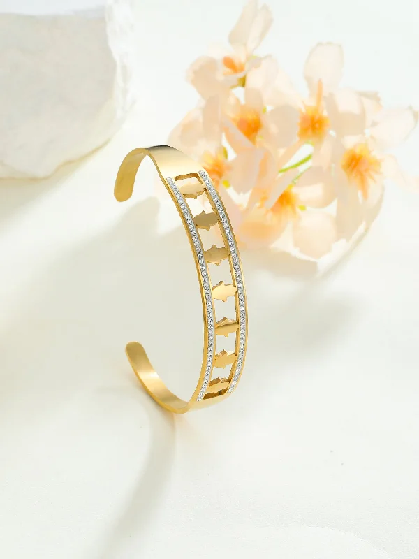 Women’s trendy bracelets-Simple Style Classic Style Palm Stainless Steel Plating Inlay Zircon 18k Gold Plated Bangle