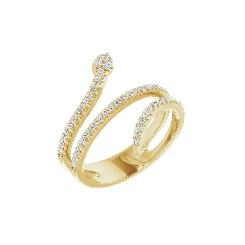 Women’s halo engagement rings-14K Yellow Gold 1/3 CTW Diamond Snake Ring for Women