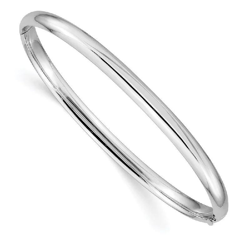 Women’s vintage bracelets-14k White Gold High Polished 4.0mm Hinged Bangle-WBC-DB504