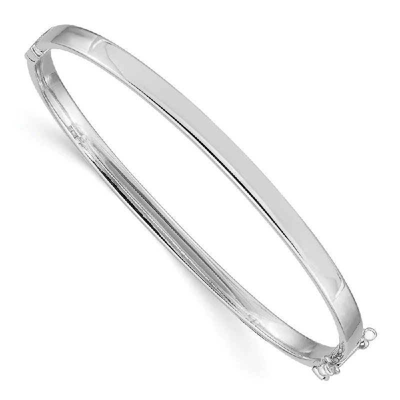 Women’s statement bracelets-14k White Gold 4mm Hinged Bangle-WBC-DB499