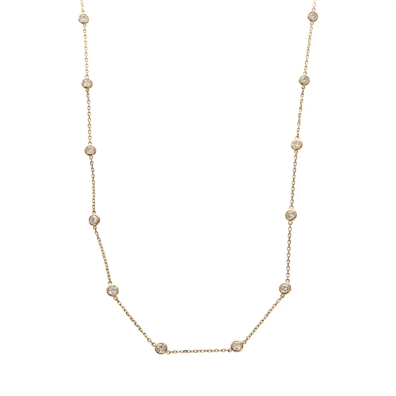 Women’s infinity symbol necklaces-1.5ctw Diamonds by the Yard 14 Station 14K Yellow Gold Necklace