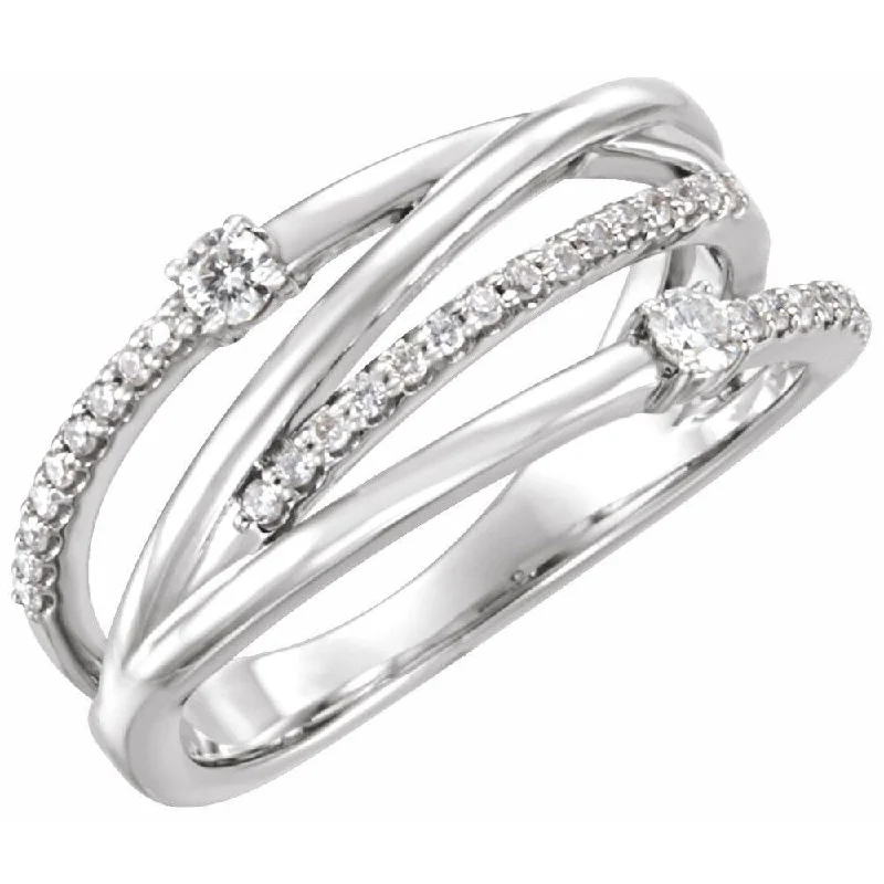 Women’s bridal sets-14K White Gold 1/4 CTW Diamond Criss-Cross Ring for Women