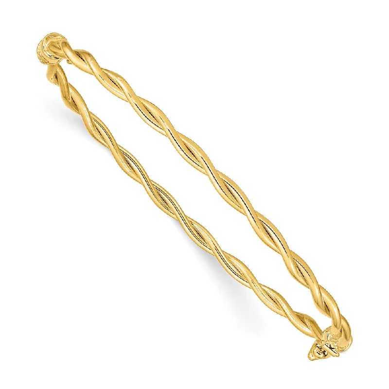 Women’s heart bangles-14K Yellow Gold Twisted Hinged Bangle-WBC-DB669