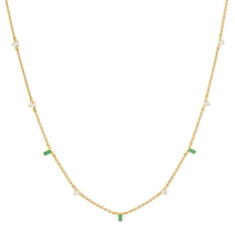 Women’s minimalist gold necklaces-Jude Frances Emerald Floating Cluster Necklace