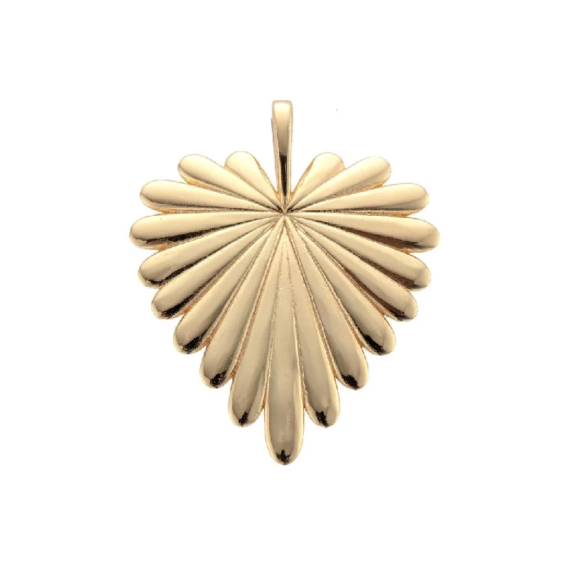 Women’s layered gold necklaces-Jane Win LOVE Full Heart Palm Leaf Pendant Necklace