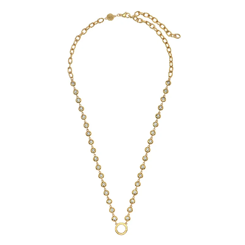 Women’s layered necklaces-Goldbug Bezel Charm Necklace