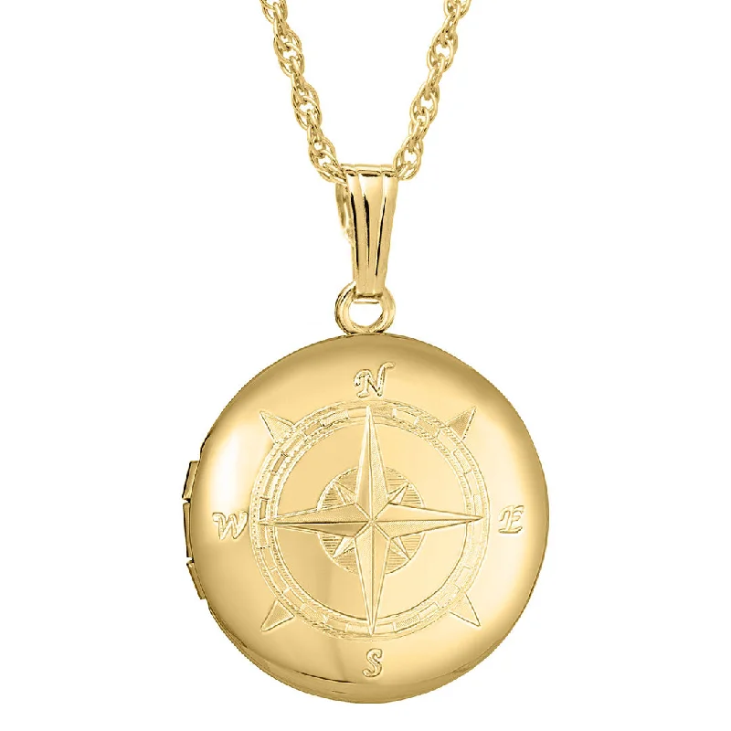 Women’s luxury necklaces-14K Gold Filled 23mm Round Compass Locket Necklace