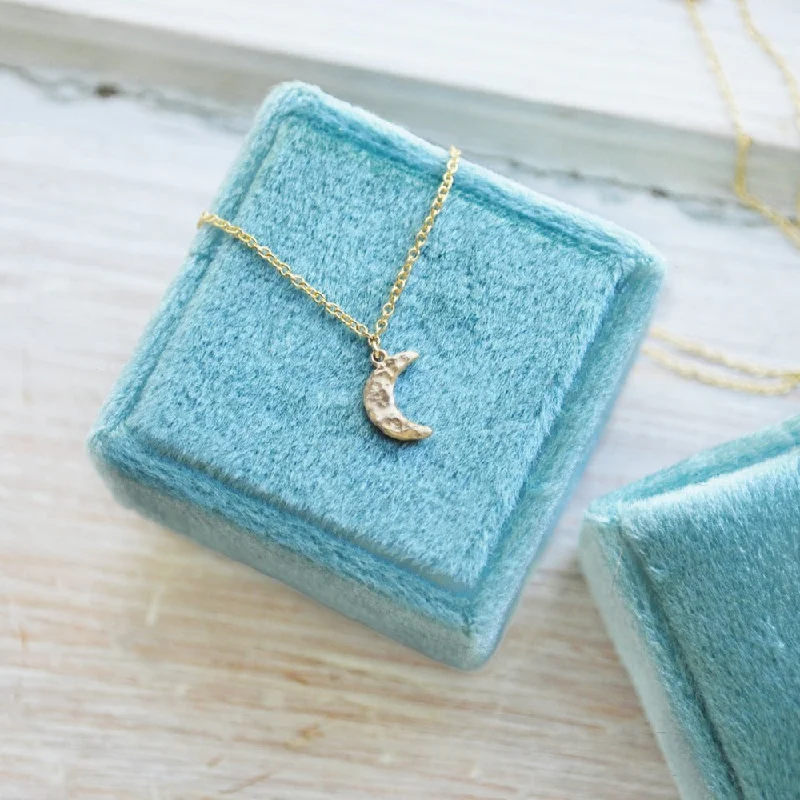 Women’s sparkling necklaces-14k Tiny Crescent Moon Necklace