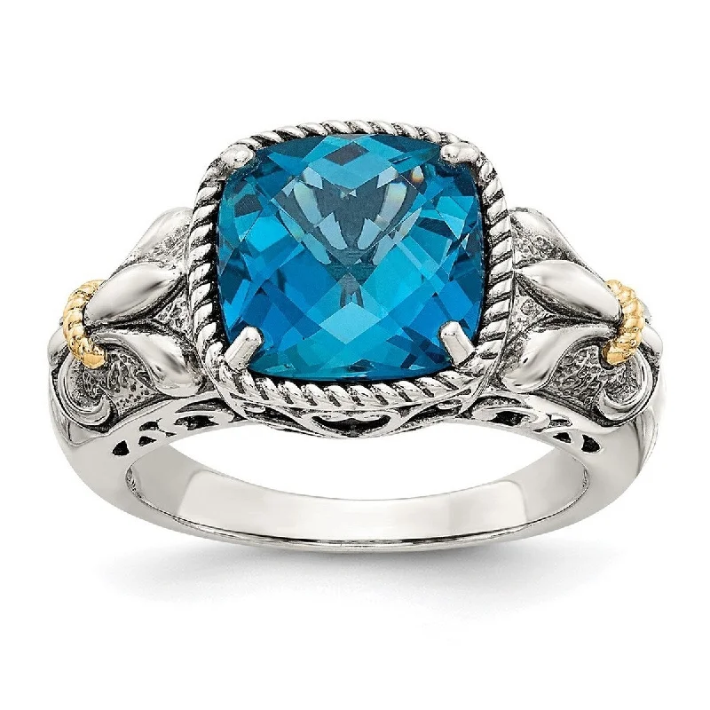 Women’s high-end engagement rings-Curata 925 Sterling Silver Polished With 14k London Blue Topaz Ring