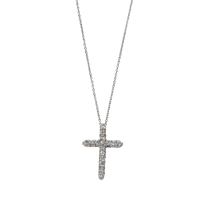 Women’s adjustable necklaces-.50ctw Diamond Cross 14K White Gold Pendant Necklace