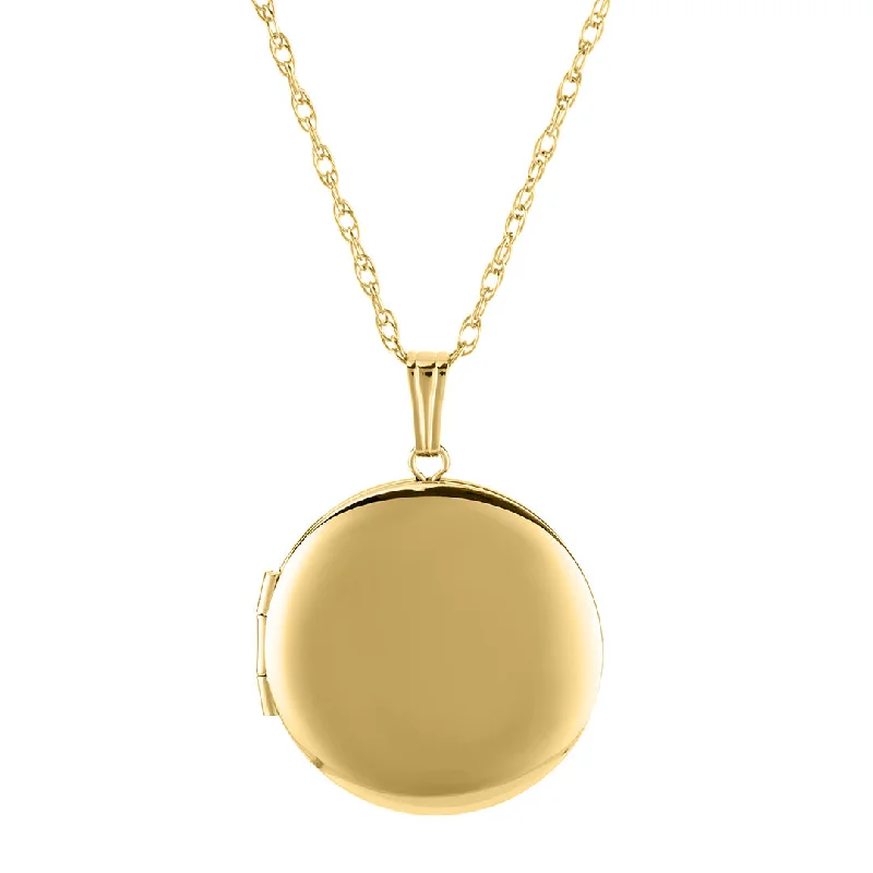 Women’s long pendant necklaces-14K Yellow Gold 23mm Round Locket Necklace