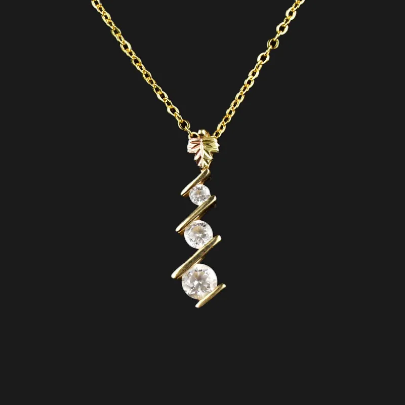 Women’s trendy necklaces-10K Gold Leaf Quartz Journey Pendant Necklace