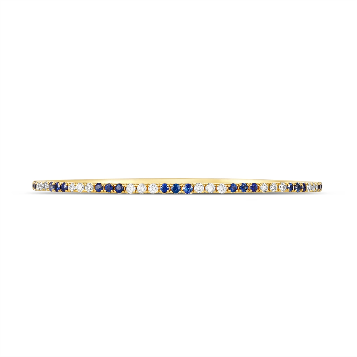 Women’s leather cuff bracelets-14K Yellow Gold Sapphire and Diamond Clasped Bangle