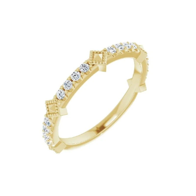 Women’s designer engagement rings-14K Yellow Gold 1/4 CTW Diamond Stackable Ring for Women