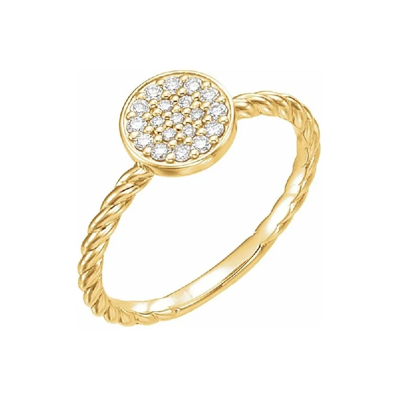 Women’s geometric rings-14K Yellow Gold 1/6 CTW Diamond Cluster Rope Ring for Women