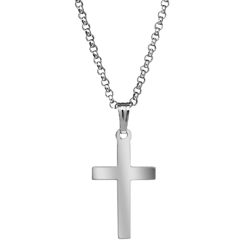 Women’s simple necklaces-Sterling Silver 11x23mm Cross Pendant Necklace