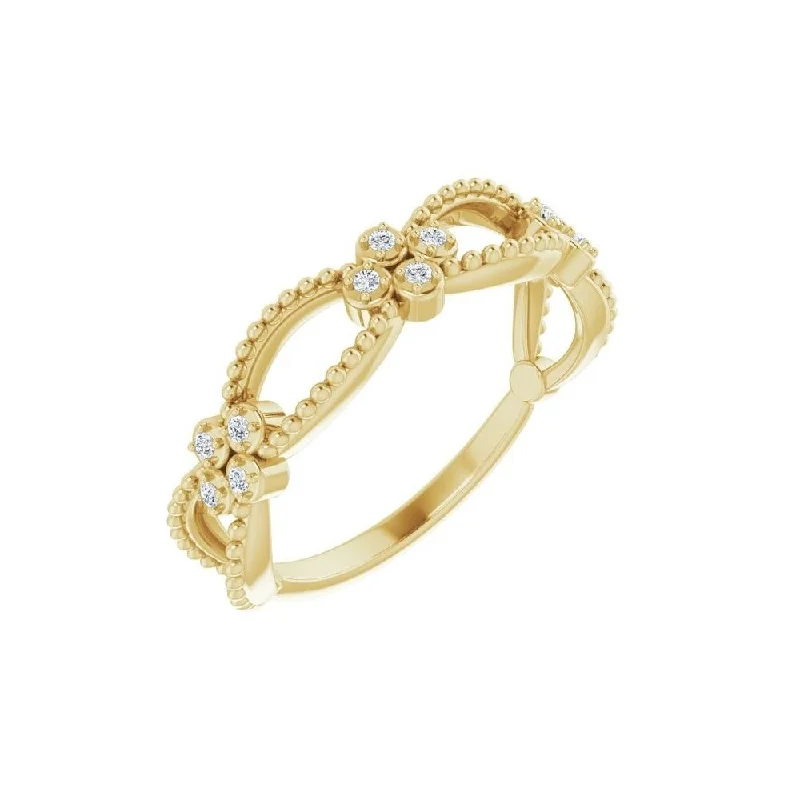 Women’s charm rings-14K Yellow Gold .06 CTW Diamond Stackable Beaded Ring for Women