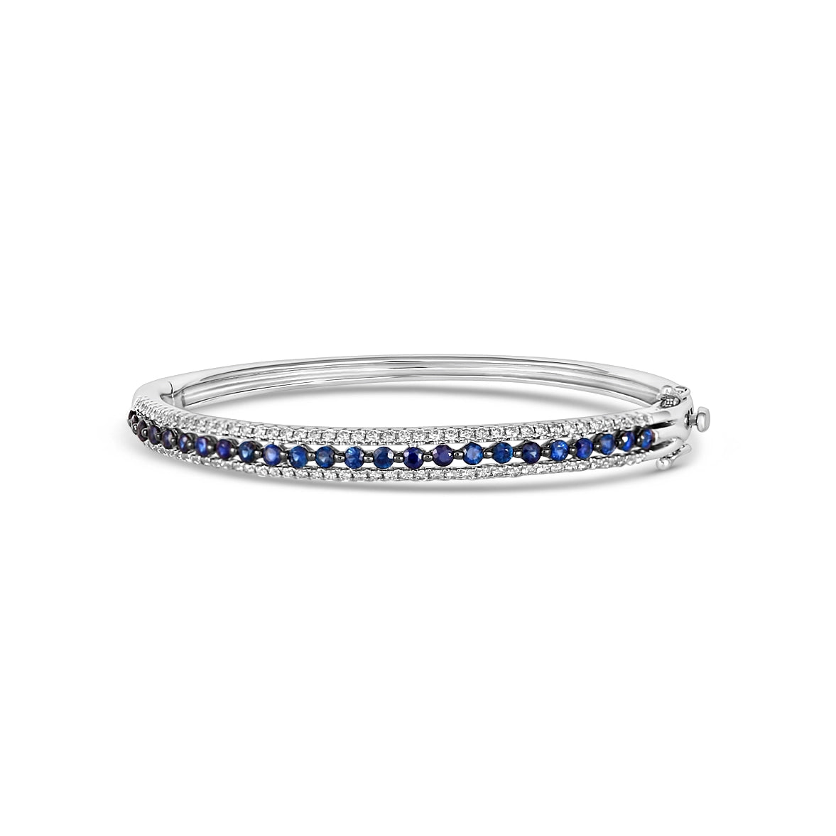 Women’s pearl bracelets-14K White Gold Sapphire and Diamond Clasped Bangle