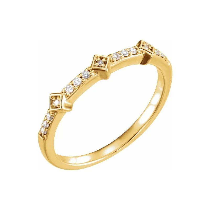 Women’s princess-cut rings-14K Yellow Gold 1/10 CTW Diamond Stackable Ring for Women