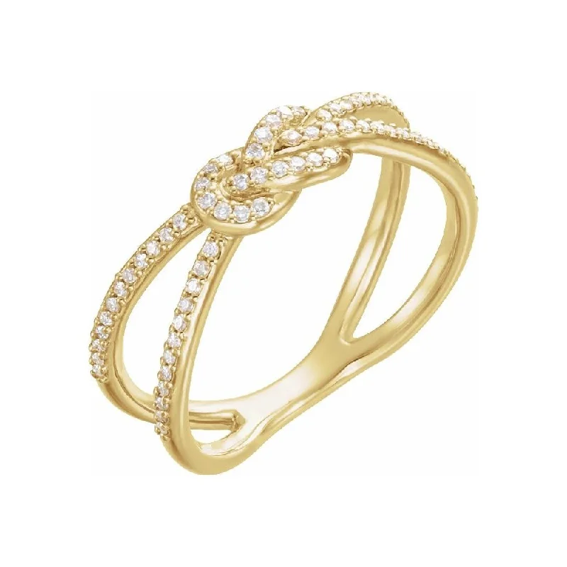 Women’s men’s engagement rings-14K Yellow Gold 1/5 CTW Diamond Knot Ring for Women