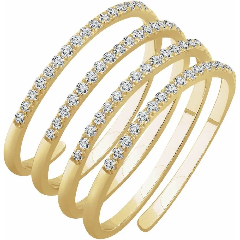 Women’s wedding bands with gemstones-14K Yellow Gold 1/2 CTW Diamond Spiral Ring for Women