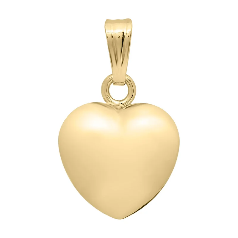 Women’s gemstone chain necklaces-Child 14K Yellow Gold Puffed Heart Pendant Necklace