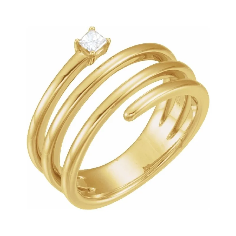 Women’s diamond wedding bands-14K Yellow Gold 1/10 CTW Diamond Freeform Ring for Women