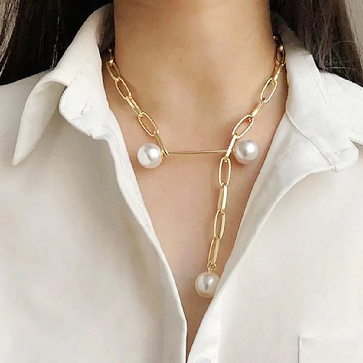 Women’s pearl necklaces-Fashion Water Droplets Imitation Pearl Alloy Plating Women's Necklace