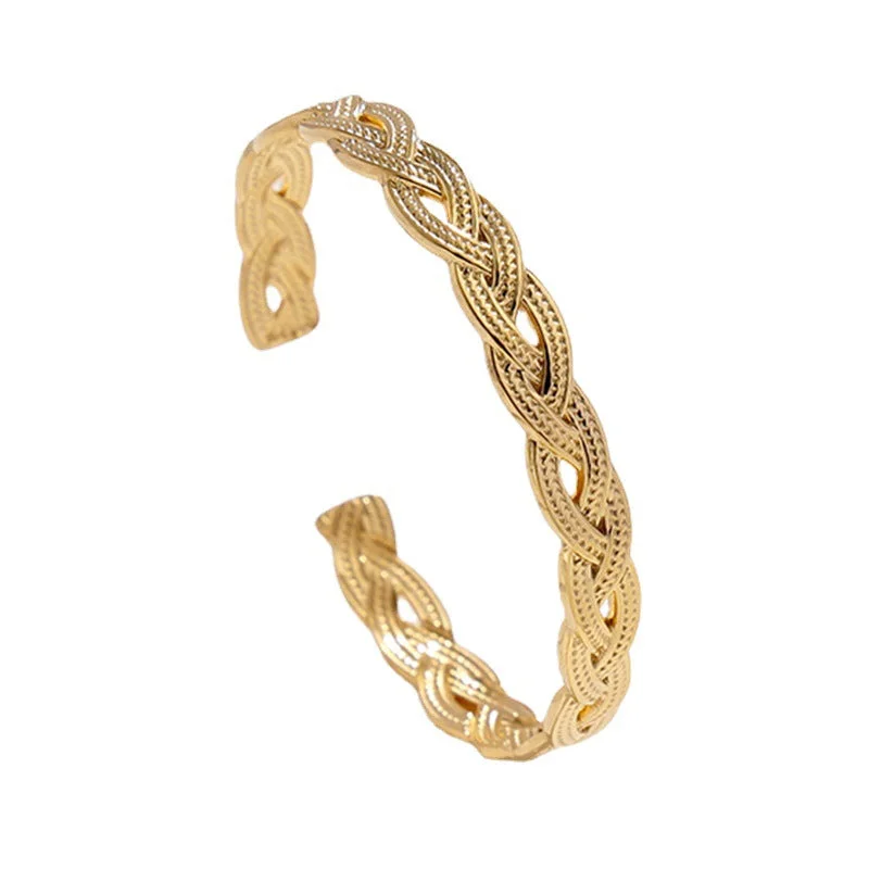 Women’s braided bangles-Vintage Style Geometric Solid Color Stainless Steel Plating Gold Plated Silver Plated Bangle