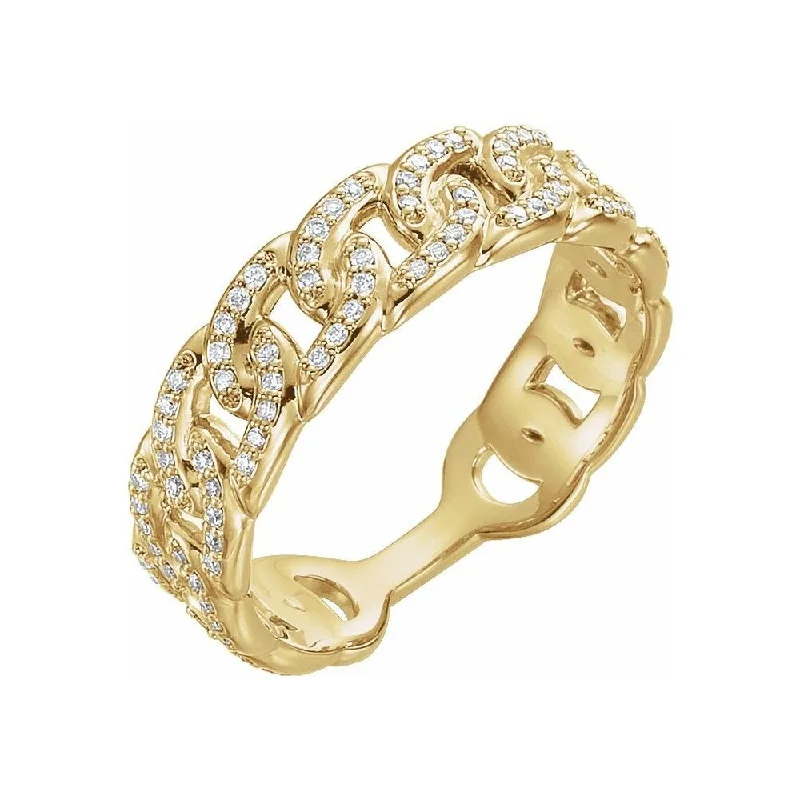 Women’s silver engagement rings-14K Yellow Gold 1/4 CTW Diamond Stackable Chain Link Ring for Women