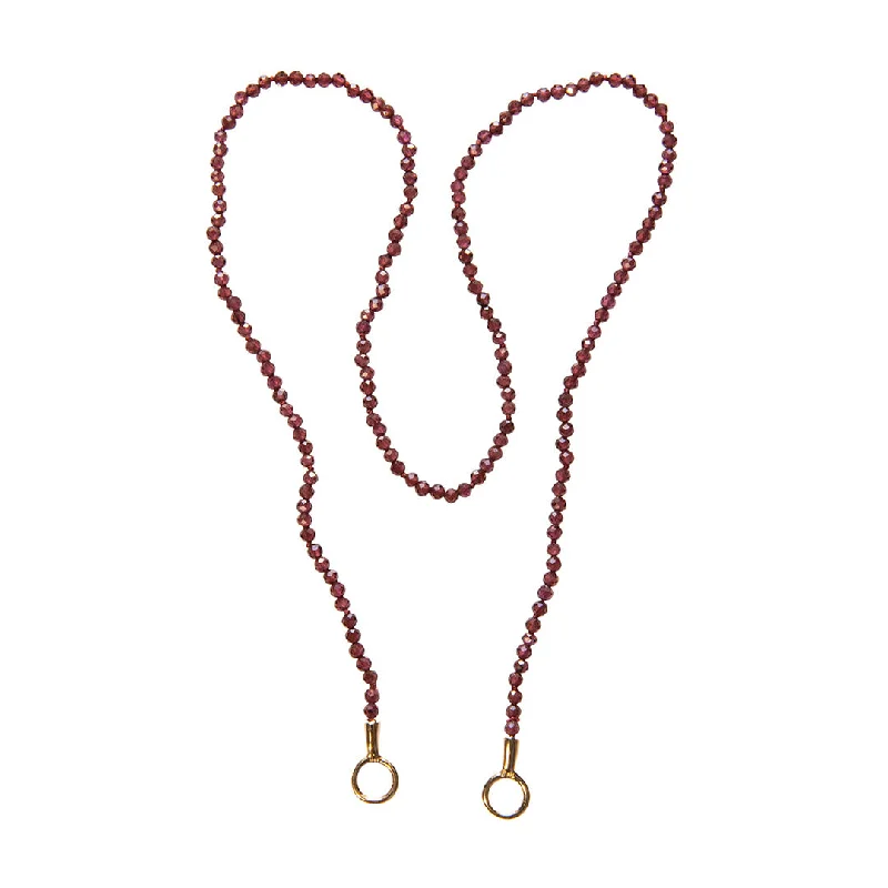 Women’s long gold necklaces-Marla Aaron Garnet Itty Bitty Strand 16"