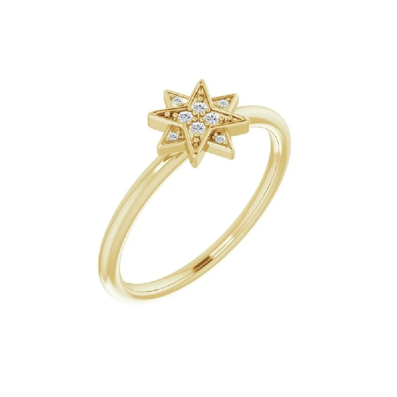 Women’s gold wedding rings-14K Yellow Gold .04 CTW Diamond Star Ring for Women